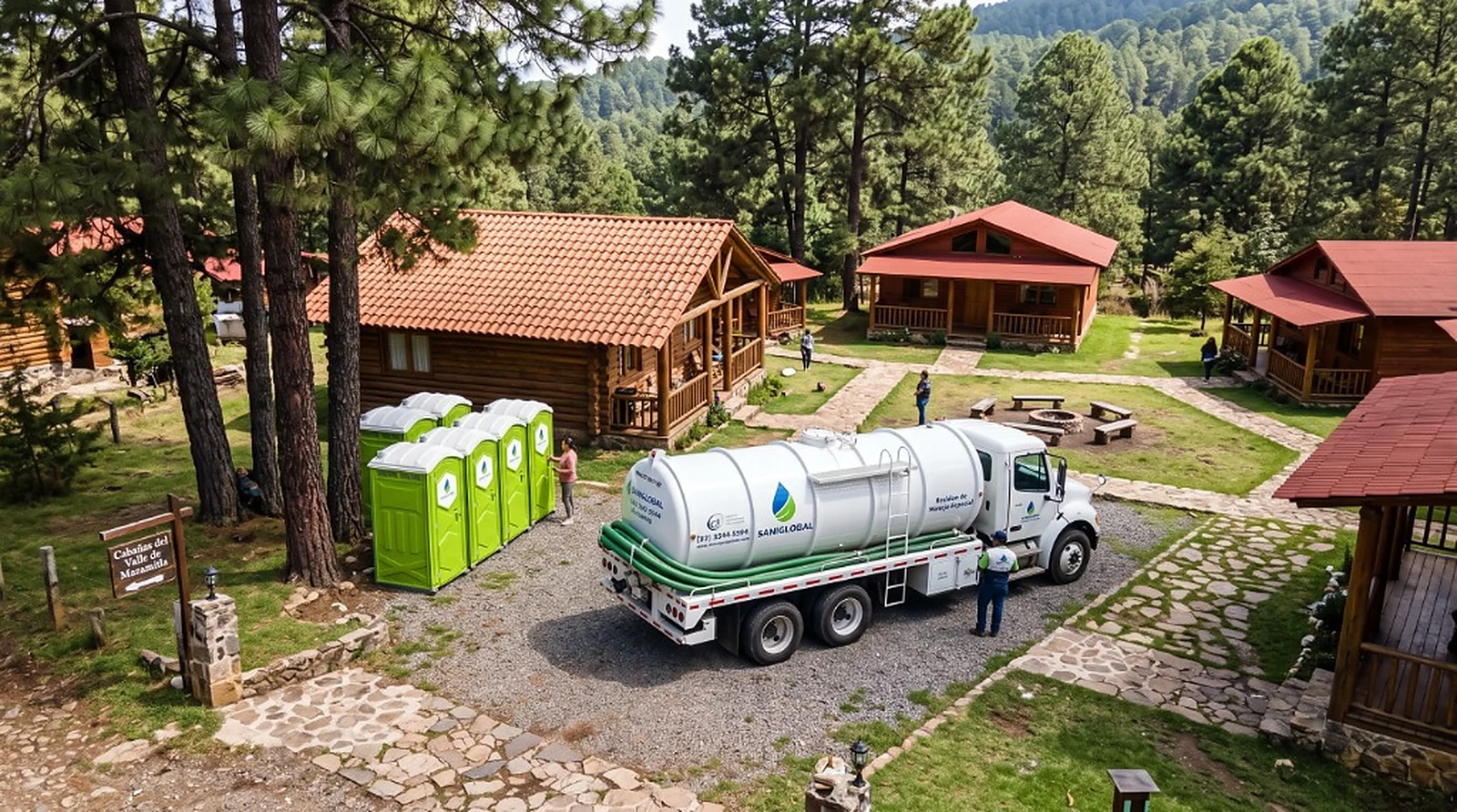 Renta de baños portátiles y servicio de succión de fosas sépticas para cabañas y zonas turísticas en Mazamitla Jalisco