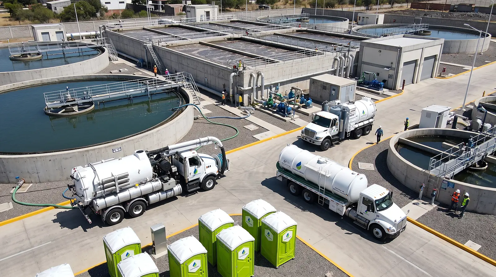 Unidades de succión y sanitarios portátiles en instalaciones